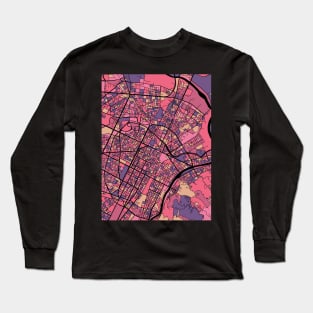 Turin Map Pattern in Purple & Pink Long Sleeve T-Shirt